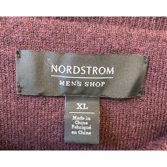 Nordstrom Mens Shop Sweater XL Wool Blend Maroon Long Sleeve - Picture 5 of 9
